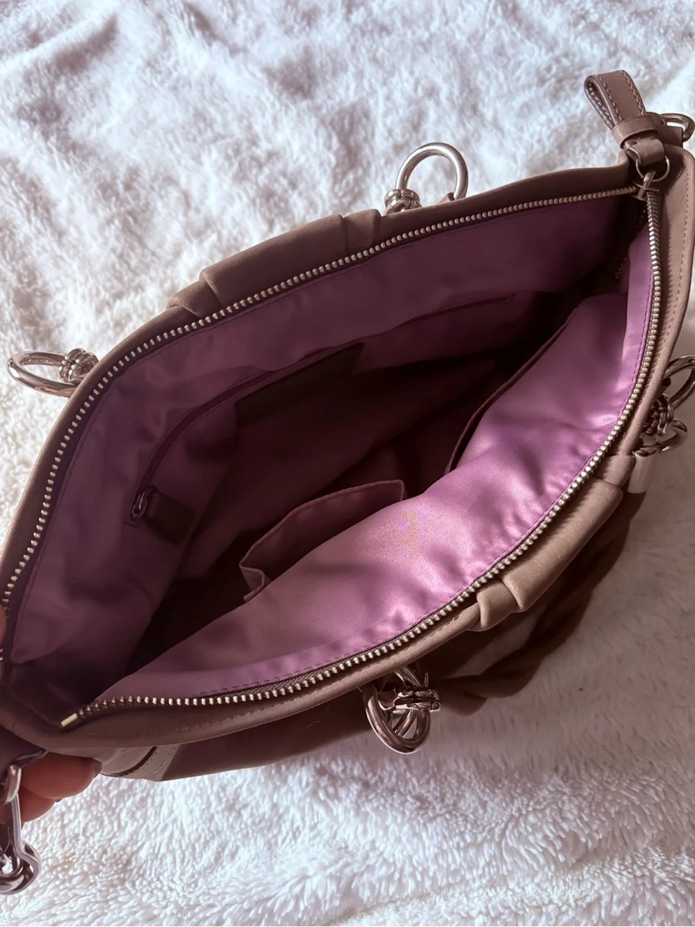 Coach Taupe Pleated Leather Sophia Satchel